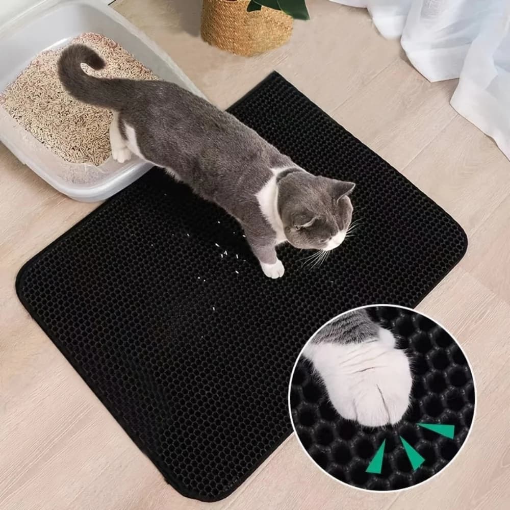Double Layer Honeycomb Cat Litter Mat, Washable Foldable Detachable Anti-Splash Kitty Litter Trapping Pad