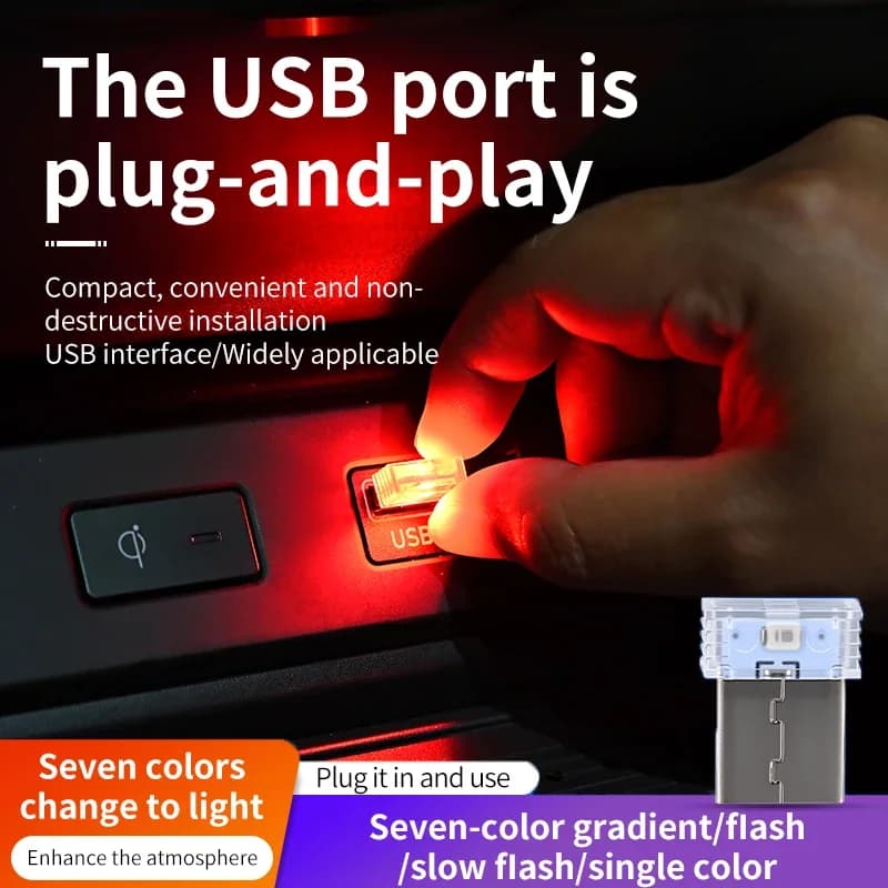 1 pz auto mini USB atmosfera luce portatile emergenza LED luce notturna decorazione interna atmosfera accessori luce a LED