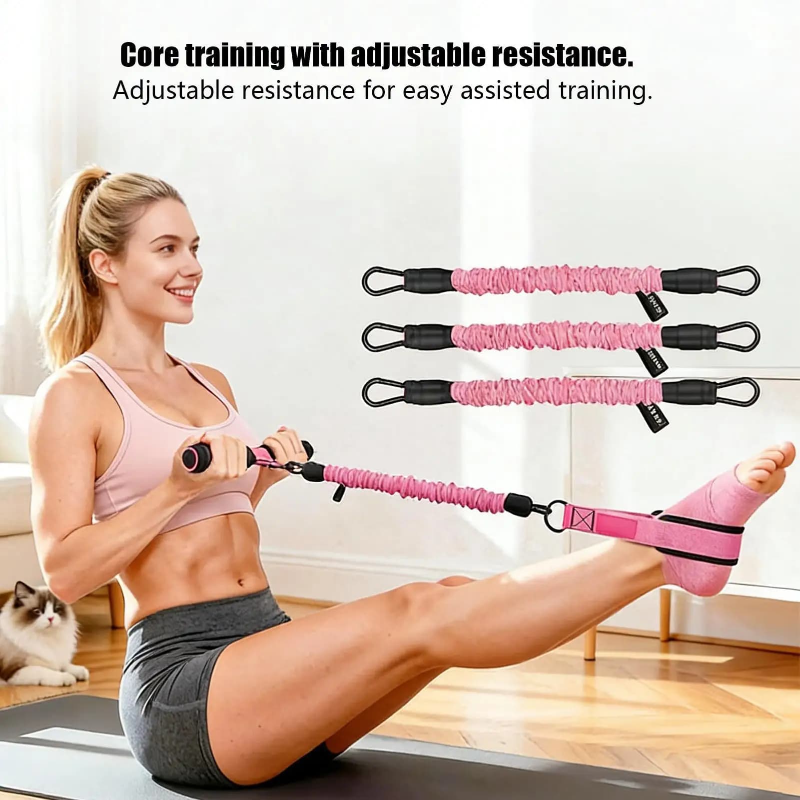 Set di fasce di resistenza con pedale, maniglia e pedale staccabile per yoga, fitness e pilates