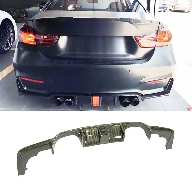 High Quality Carbon Fiber Rear Bumper Diffuser Lip With LED Light Spoiler Auto Styling Upgrade Parts