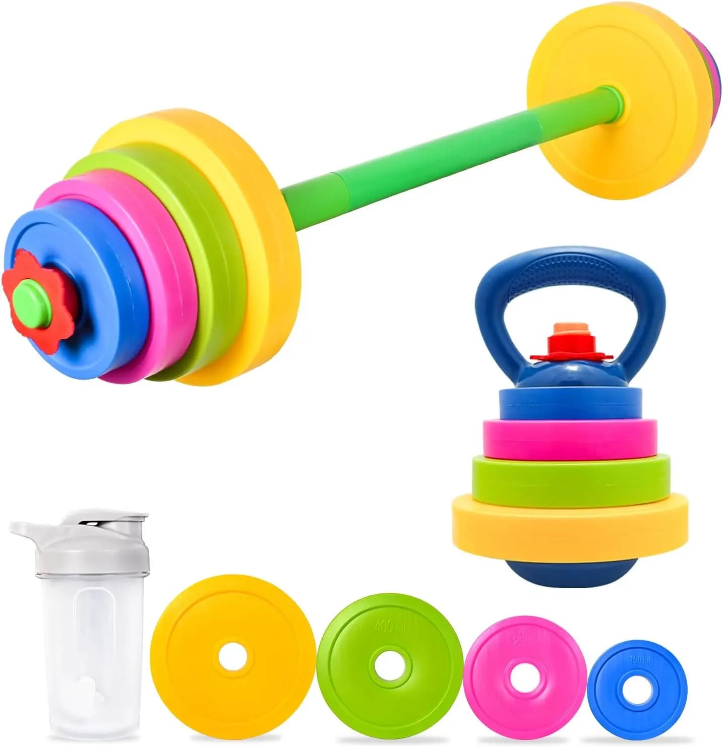 Fitness set for children Fillable with Water, Adjustable, with Balance, Kettlebell and Bottle for Exercises at Home