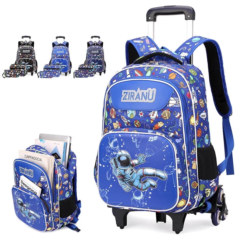 Zaino da scuola per bambini con ruote zaino rotante per ragazzo studente zaino con ruote Trolley borsa da scuola set Trolley da viaggio