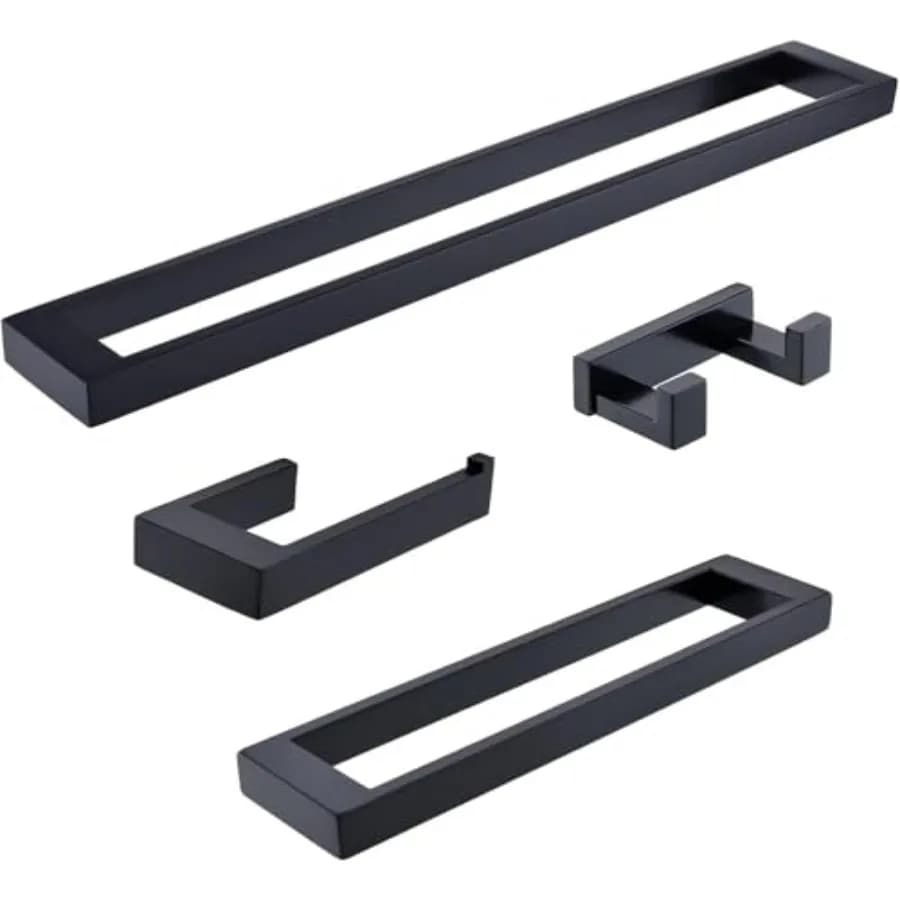 Set di Accessori per Bagno Nero Opaco, 4 Pezzi, Set Portasciugamani in Acciaio Inox 304 da Parete, 24 Pollici