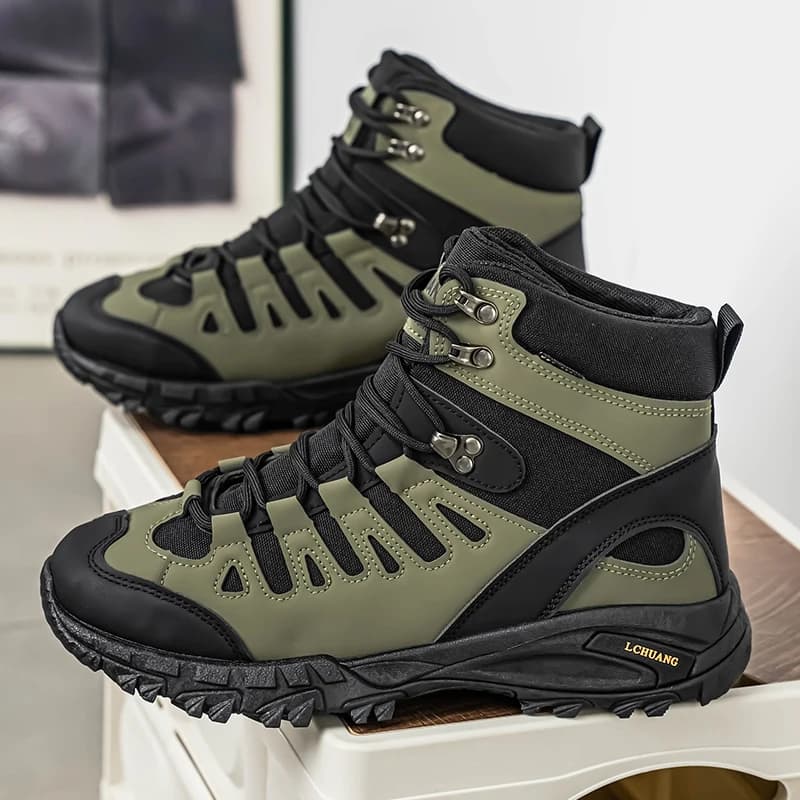 Scarpe da trekking da uomo Stivaletti stringati resistenti all'usura antiscivolo da campeggio all'aperto Scarpe sportive da lavoro casual in tinta unita moda maschile