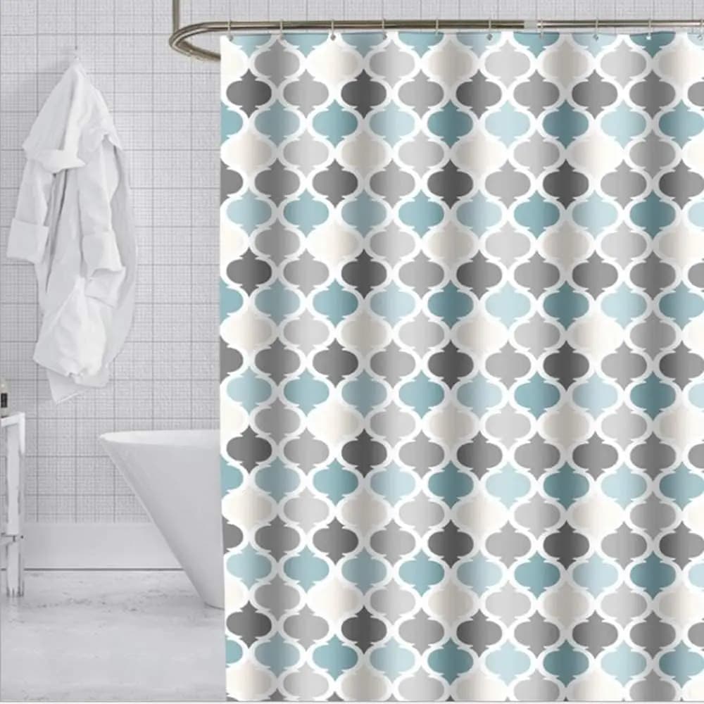 1 tenda da doccia impermeabile, realizzata in tessuto di poliestere spesso, lavabile in lavatrice, con ganci, adatta per il bagno