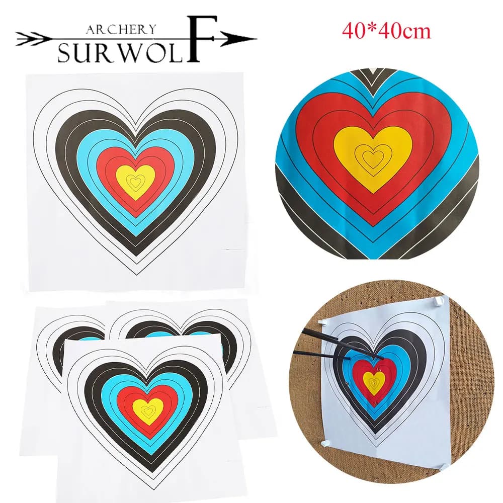 10/20pcs Tiro con l'arco Bersaglio di Carta a forma di amore 40*40 cm 120g Carta a doppio rivestimento Arco ricurvo composto Caccia Tiro Arco e frecce