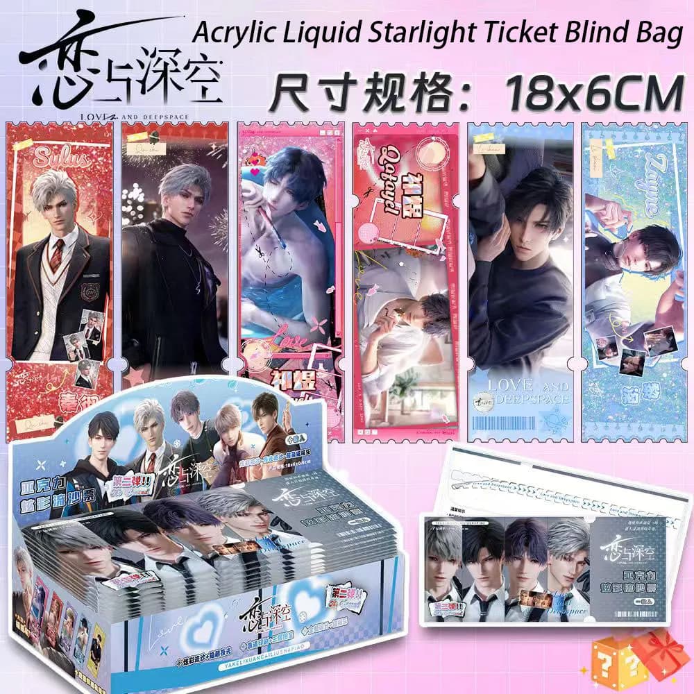 Game Love and Deepspace Rafayel Zayne Xavier Sylus Biglietto Laser Effetto Luce Stellare Liquida Blind Box Cartoline Colorate FanCollection