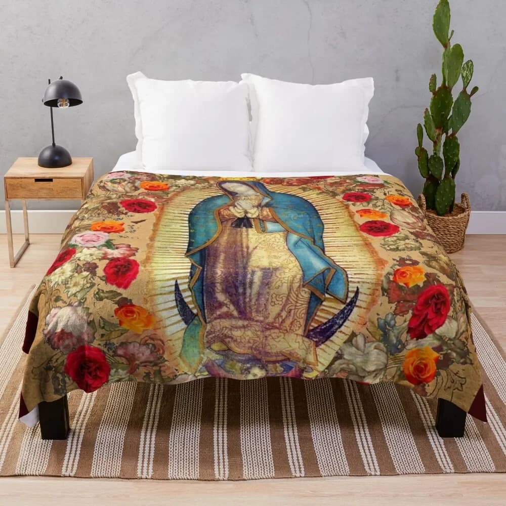 Coperte Vergine Maria in pile invernale Salvatore cristiano Multifunzione leggera per divano Copriletto per auto King Size