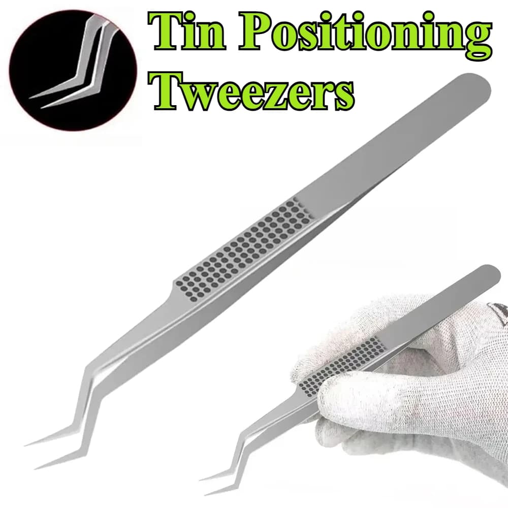 Precision Tweezers ST-20 Curved Tips Placement of Chip Pond For Cell Phone Printed Circuit Repair Tools