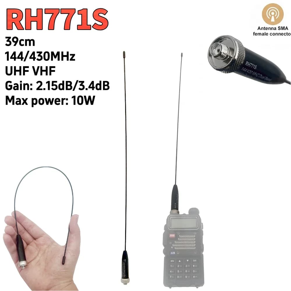 Walkie Talkie Antenna VHF UHF SMA Female Connector for Kenwood BaoFeng Walkie Talkie Accessories 144/430 MHz Dual-Band High Gain