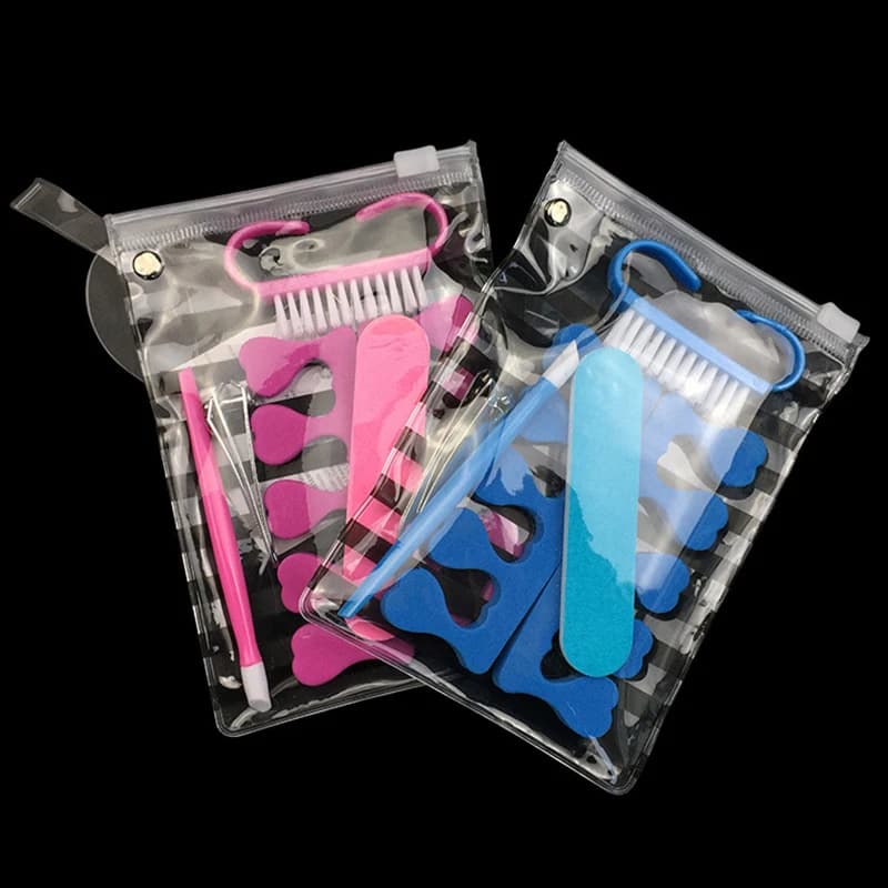 1set Nail Files and Buffers Set Nail Brush Polishing Block Orange Wood Sticks Cuticle Pusher Manicure Care Tools