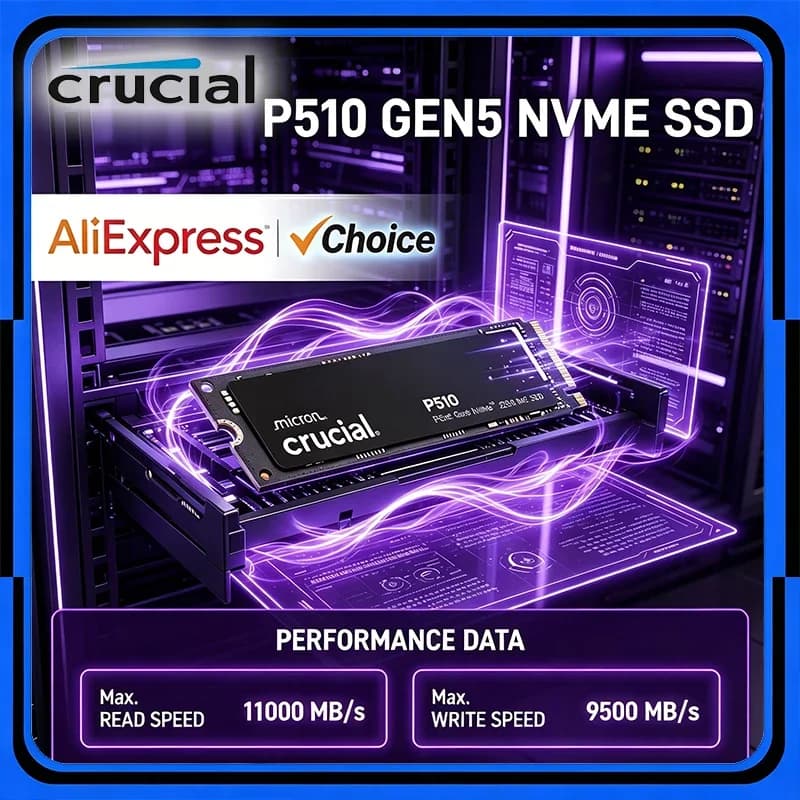 Crucial P510 SSD 1TB 2TBGen5 NVMe SSD,PCIe 5.0 M.2 2280 SSD, Internal Solid State Drive, Compatible with Laptop, Desktop