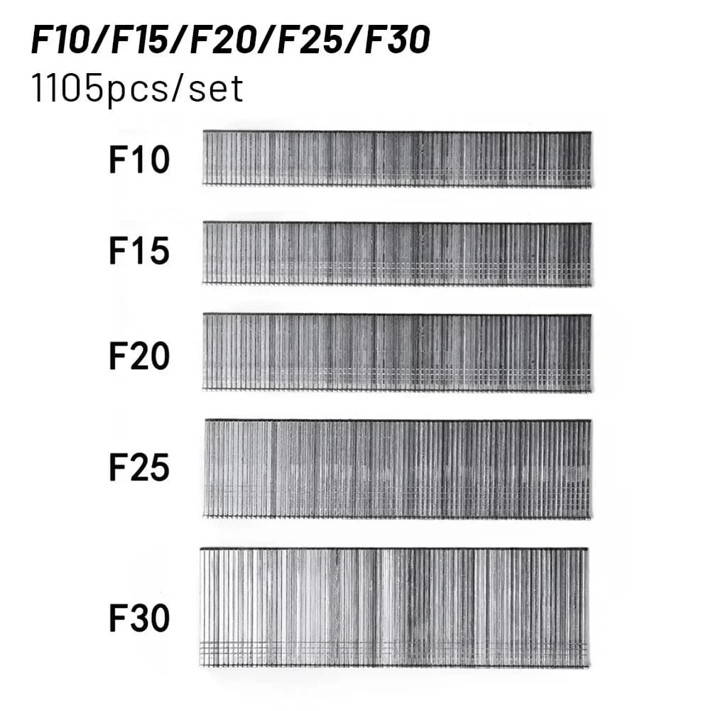 1105 pezzi F15/F20/F25/F30 pistola sparachiodi chiodi Brad dritti 304 cucitrice in acciaio inossidabile chiodatrice graffette per mobili per la lavorazione del legno fai da te