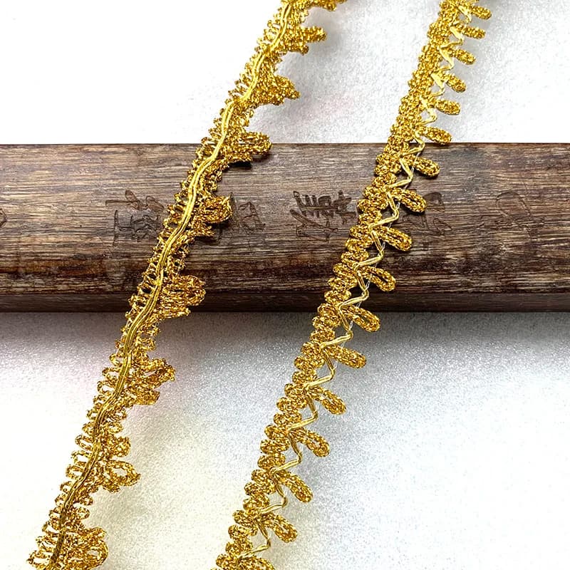 5m/16.4ft Each Pack Gold Curve Lace Trim Handmade DIY Craft Sewing Curtain Webbing Ribbons Dress Trival Accessory Decorations