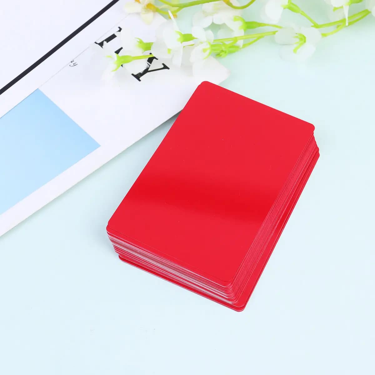 50Pcs Laser Marked Business Card Thin Colored Anodized Aluminum Flexible Cnc Engraver DIY Name Card Red