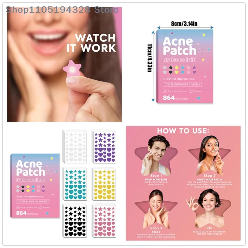 [HB]864 Pz Star Heart Patch for acne Repair Acne Cleaning Invisible Breathable Waterproof Acne Cleaner