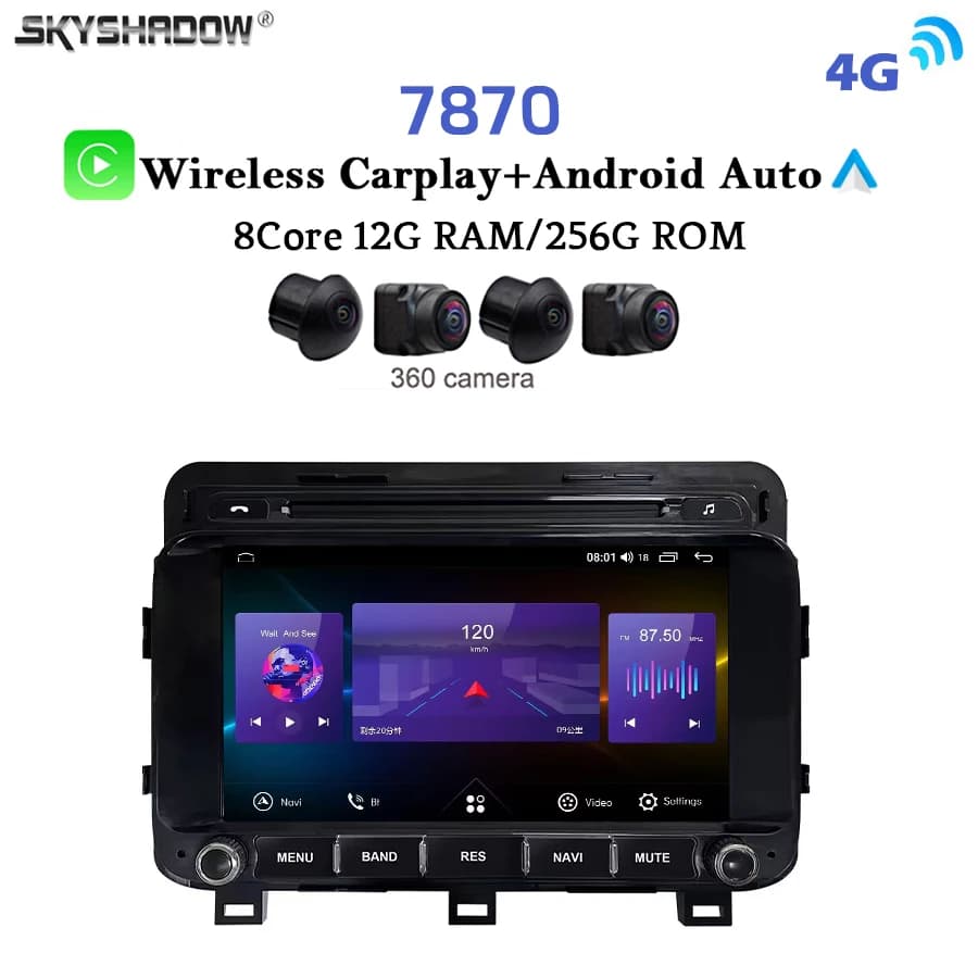 12G + 256G Carplay Auto Android 13.0 4G LTE IPS Lettore DVD per auto 360 GPS mappa WIFI Bluetooth RDS Radio per KIA K5 OPTIMA 2014 2015