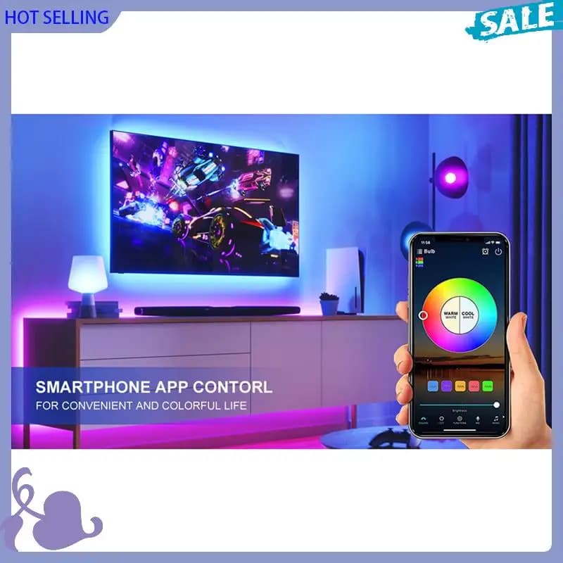 ABVB-Striscia luminosa LED RGB flessibile con lunghezza 5 m e telecomando a 44 tasti per la casa, le vacanze di Natale