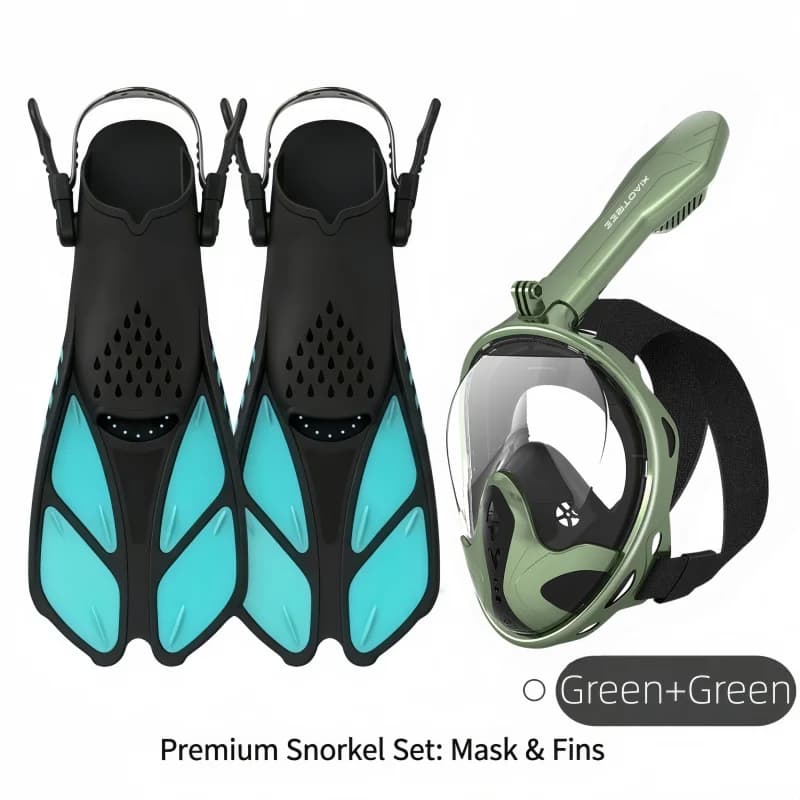 XIAOTREE Snorkeling equipment in two pieces: snorkeling mask and fins, adjustable fins, breathing mask, safe and waterproof swimming equipment