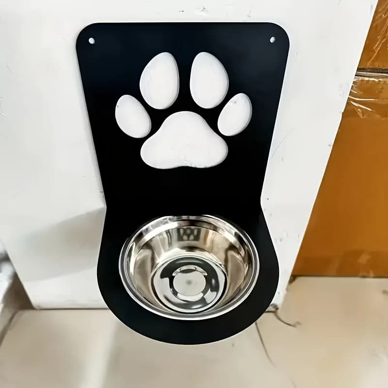 1pc Wall-Mounted Adjustable Height Pet Feeder Floating Shelf - Heavy Duty Iron Feeding Station with Bowl Holder, Space Saving