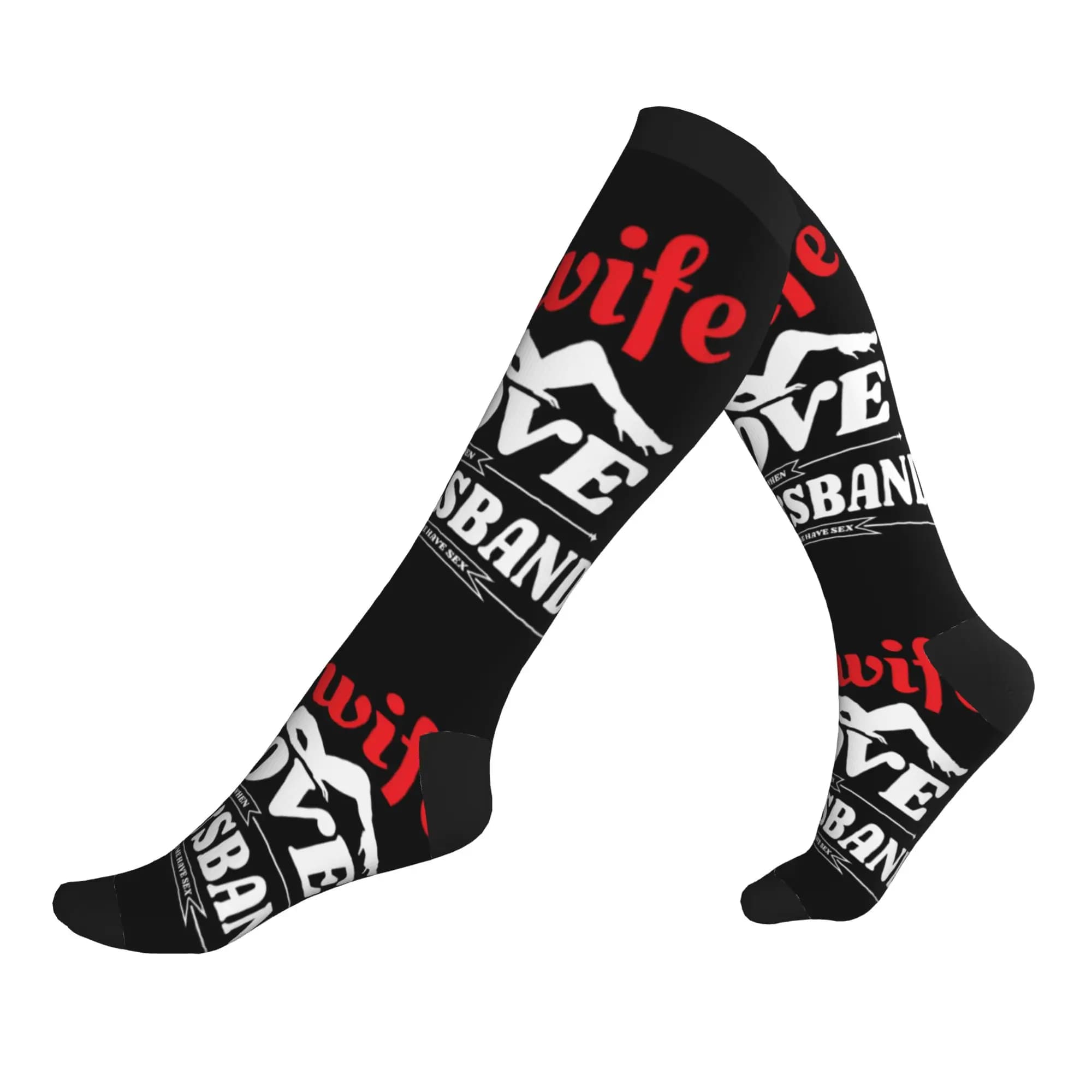 Hotwife I love My Husband Dress Socks Men's Women's Warm Funny Novelty Sports Compression Socks
