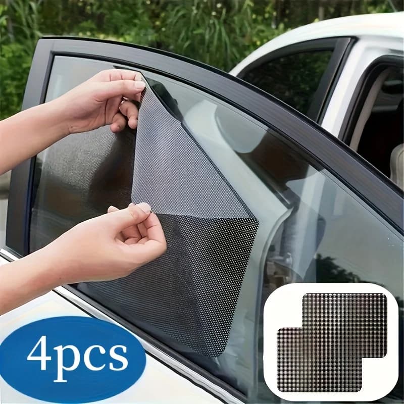 Set di 4 Parasole per Auto, Copertura in Rete Nera a Attrazione Elettrostatica, Protezione UV, Isolamento Termico, Pellicola per Finestrini Laterali Auto e SUV