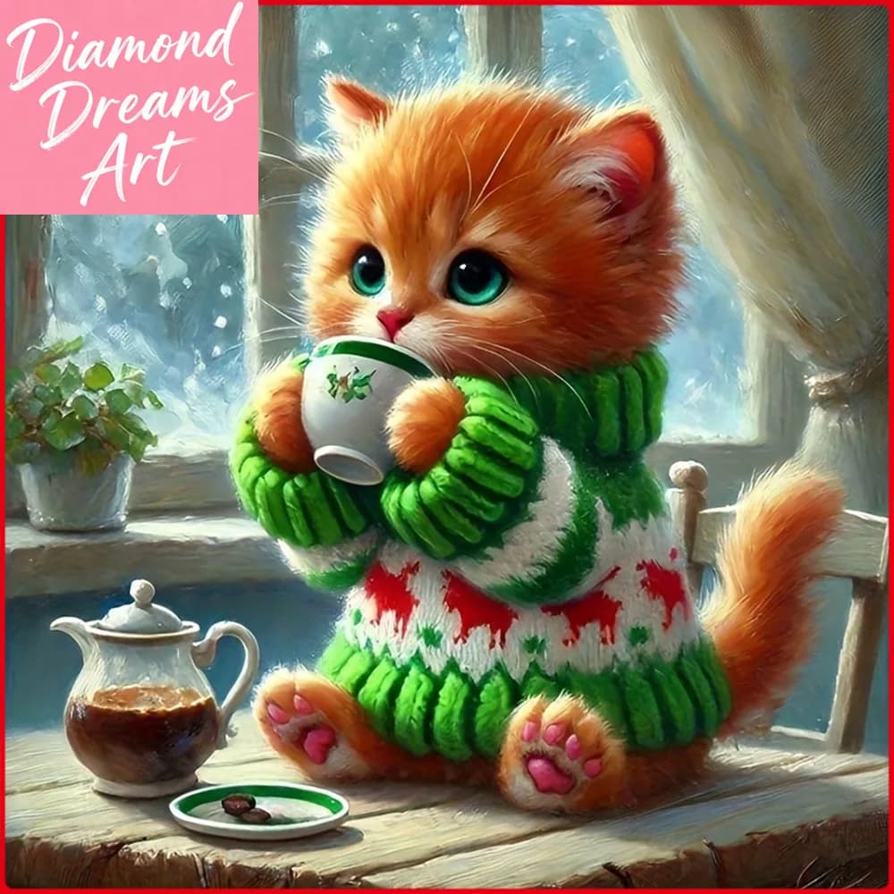 Nuovi Arrivi 2025: Kit Completo Pittura Diamante Senza Cornice, Gatto Invernale, Mosaico Diamantato, Paesaggio Animale, Immagini con Strass
