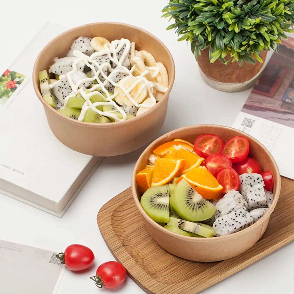 50 Pezzi Contenitori Alimentari in Carta Kraft, Tazze Monouso per Zuppa, Ciotole Impilabili per Preparazione Pasti, Tazze da Asporto Resistenti al Grasso