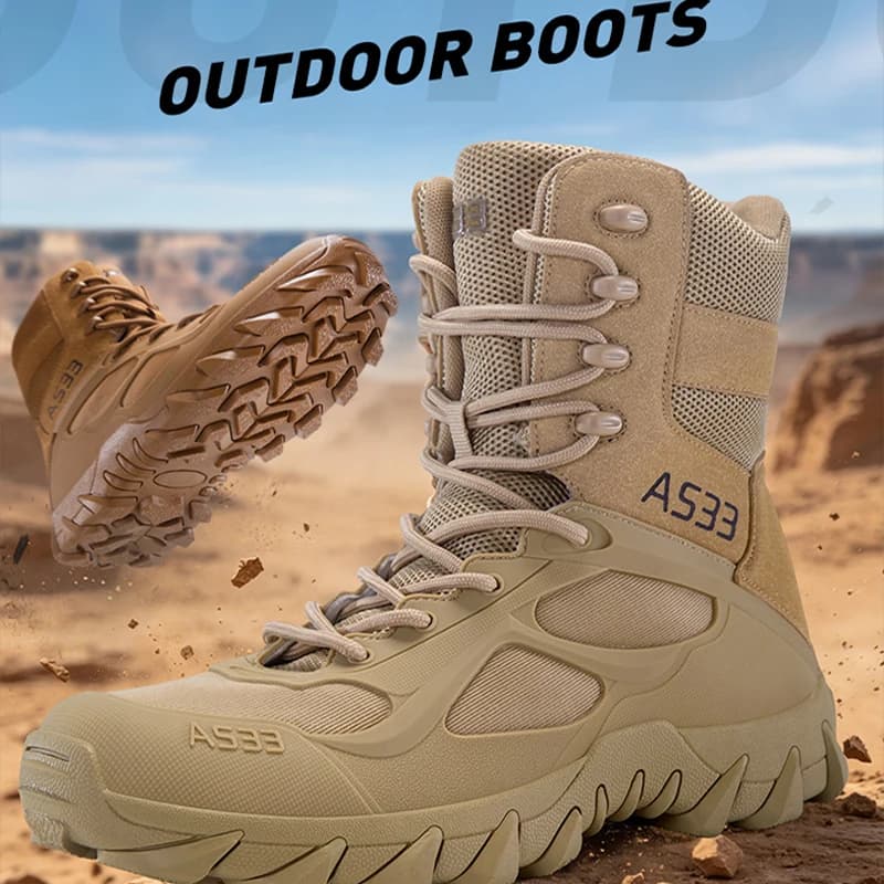 New men's hiking boots, High-top, Outdoor, Non-slip, Breathable, Warm, Windproof, Sandproof, Desert boots, Cycling boots