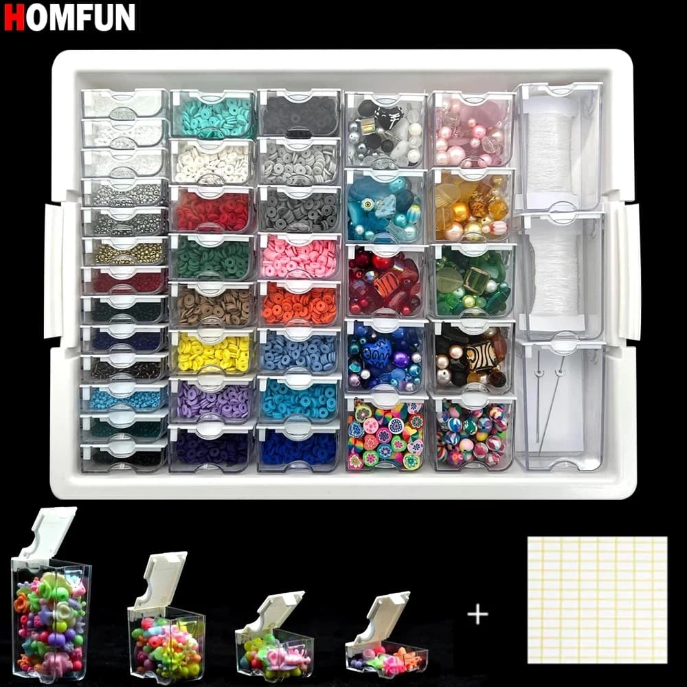 HOMFUN Pittura diamante Accessori per strumenti a mosaico Contenitori per trapano per gioielli scozzesi per scatola di immagazzinaggio trasparente per ricamo con diamanti