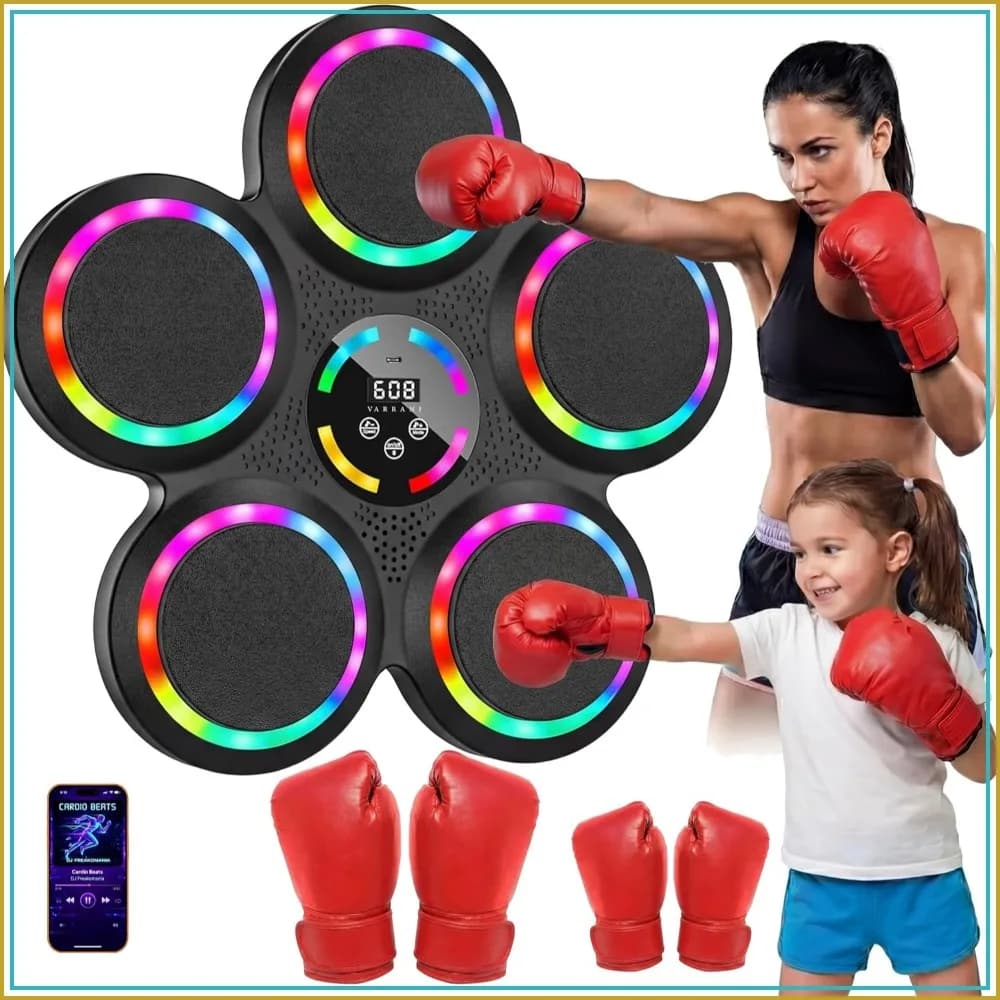 Smart Music Boxing Machine with Gloves, Wall-Mounted, 9 Modes, Bluetooth 5.0 for Home Gym