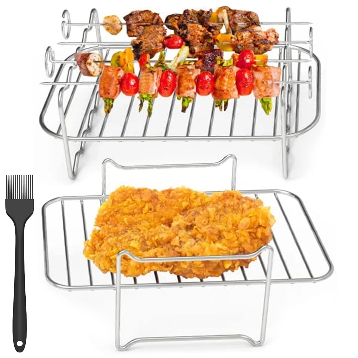 2Pc Air Frying Grid Accessories for Stainless Steel Roasting Grid for Cooking for Ninja Instant Vortex Philips Kitchen Too