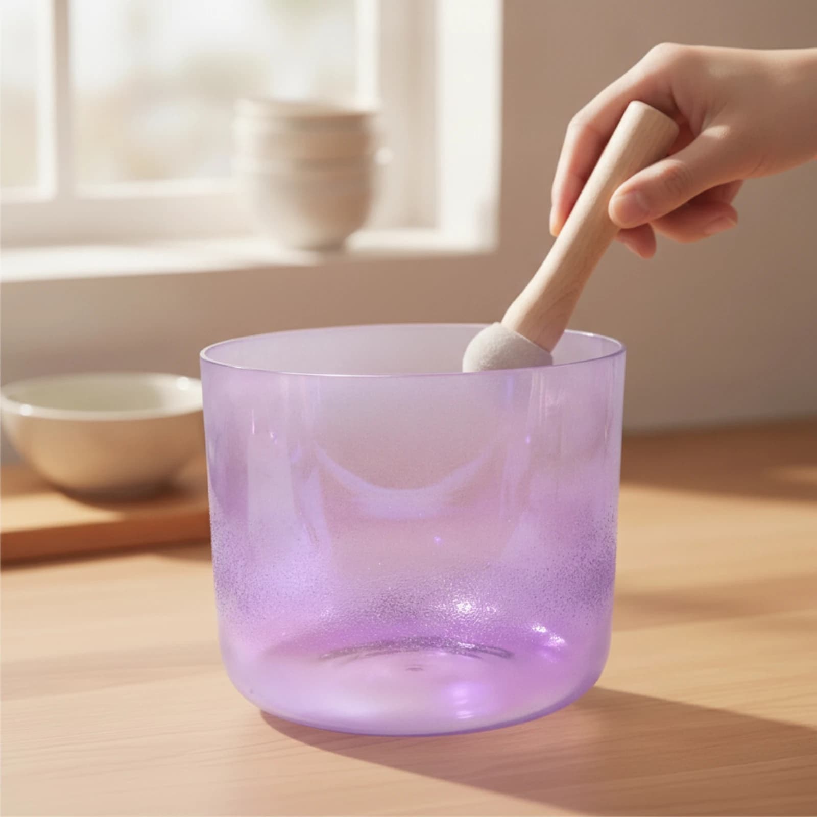 Crystal Singing Bowl Resonant Sound Healing Bowl Instrument High Quality Handmade for Practitioners, Meditation