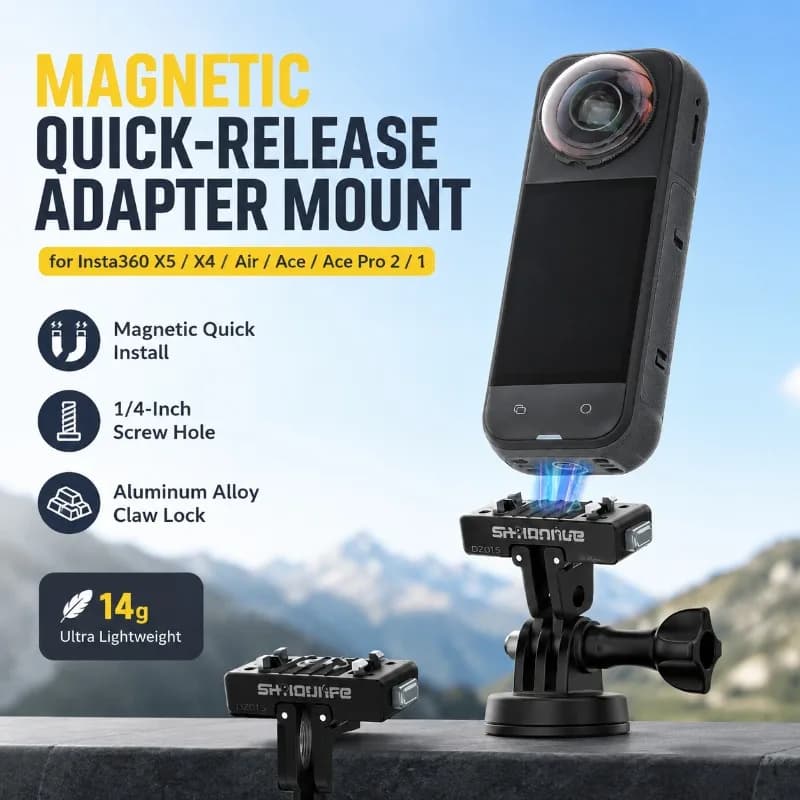 Magnetic Foldable Base Features Powerful Built-in Magnet and Flexible Folding Structure Stably Locks Compatible Action Cameras