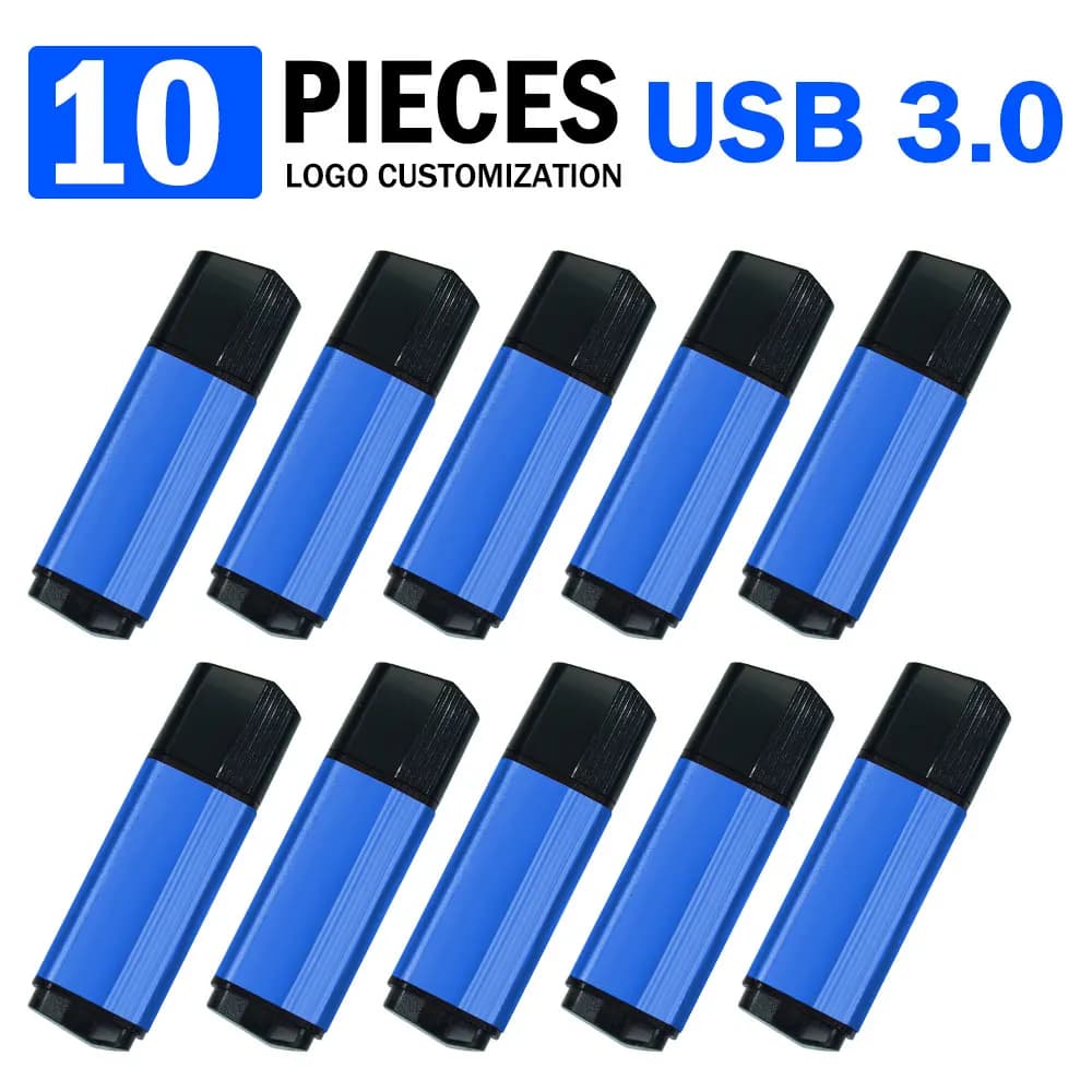 10 PZ LOGO personalizzato gratuito Chiavetta USB 3.0 Metallo 64 GB Logo gratuito Nero 32 GB Pen drive 16 GB Memory stick U disco 8 GB 4 GB
