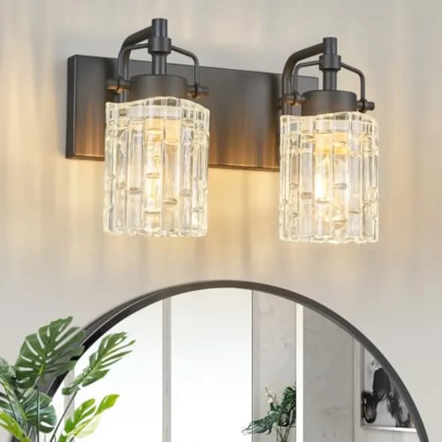 Lampada da parete a 2 luci in cristallo, applique moderna per bagno sopra lo specchio, illuminazione per camera da letto e soggiorno