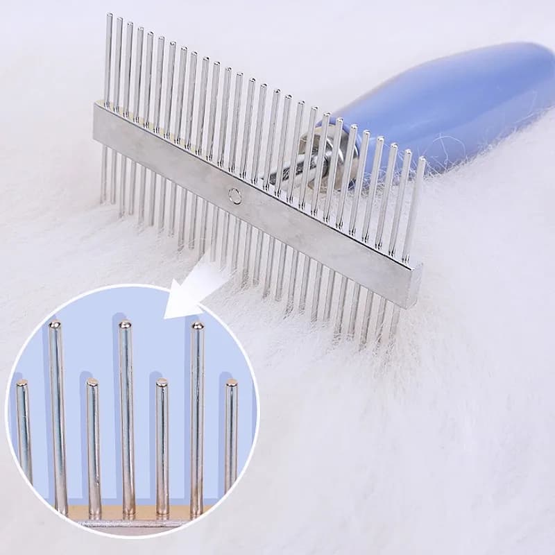 Pettine per Cani a Doppia Faccia, Spazzola in Acciaio Inossidabile per la Toelettatura dei Cani, Pettine a Rastrello con Manico Confortevole, Spazzola per Peli di Gatto, Accessori per Animali Domestici