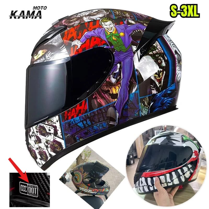 Integral Motorcycle Helmet Four Seasons for Bikes, Kart, Sports Cars - Original Protection Certificate DOT