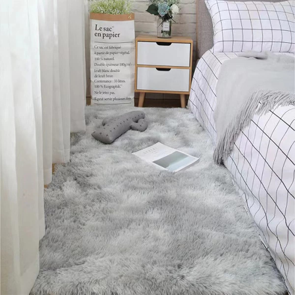 Tappeti morbidi Tappeto per camera da letto Soffice antiscivolo tinto in cravatta Fuzzy Shag Peluche morbido e peloso Tappeto da comodino Tappeto da soggiorno
