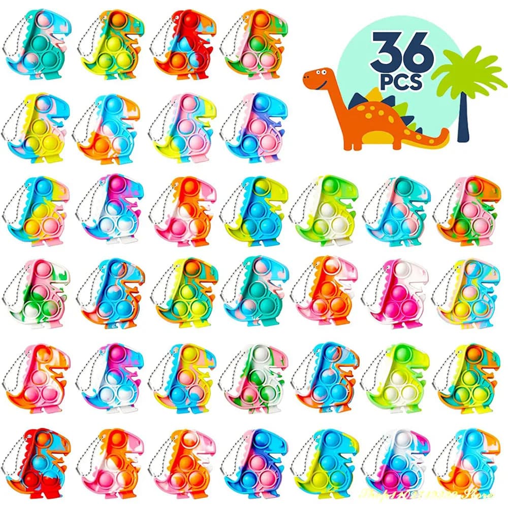12/36 pezzi dinosauro bomboniere pop portachiavi agitarsi giocattoli sfusi antistress giocattoli sensoriali forniture per feste di compleanno per bambini