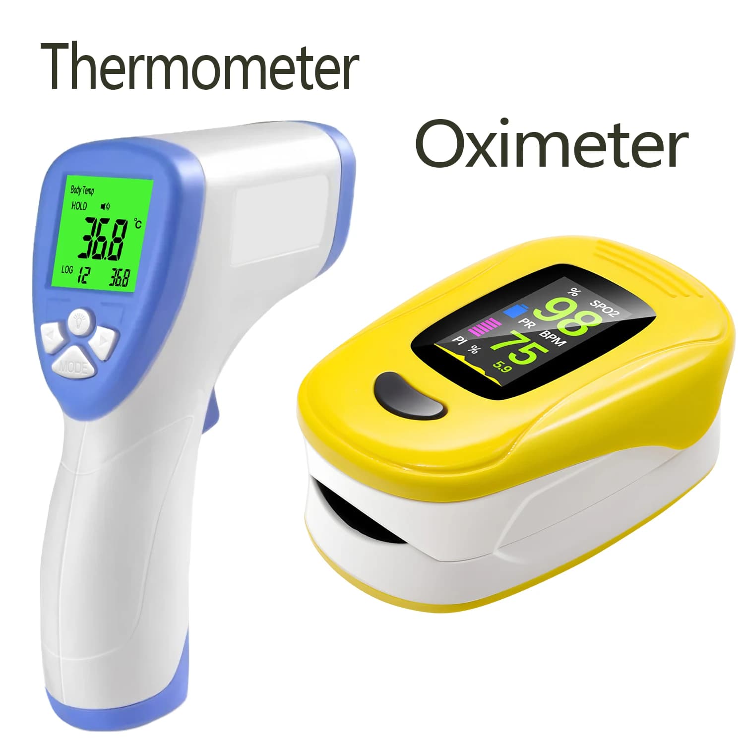 Termometro digitale portatile per la fronte, senza contatto, a infrarossi, per misurare la temperatura corporea, la febbre, il pulsossimetro da dito, l'ossigeno