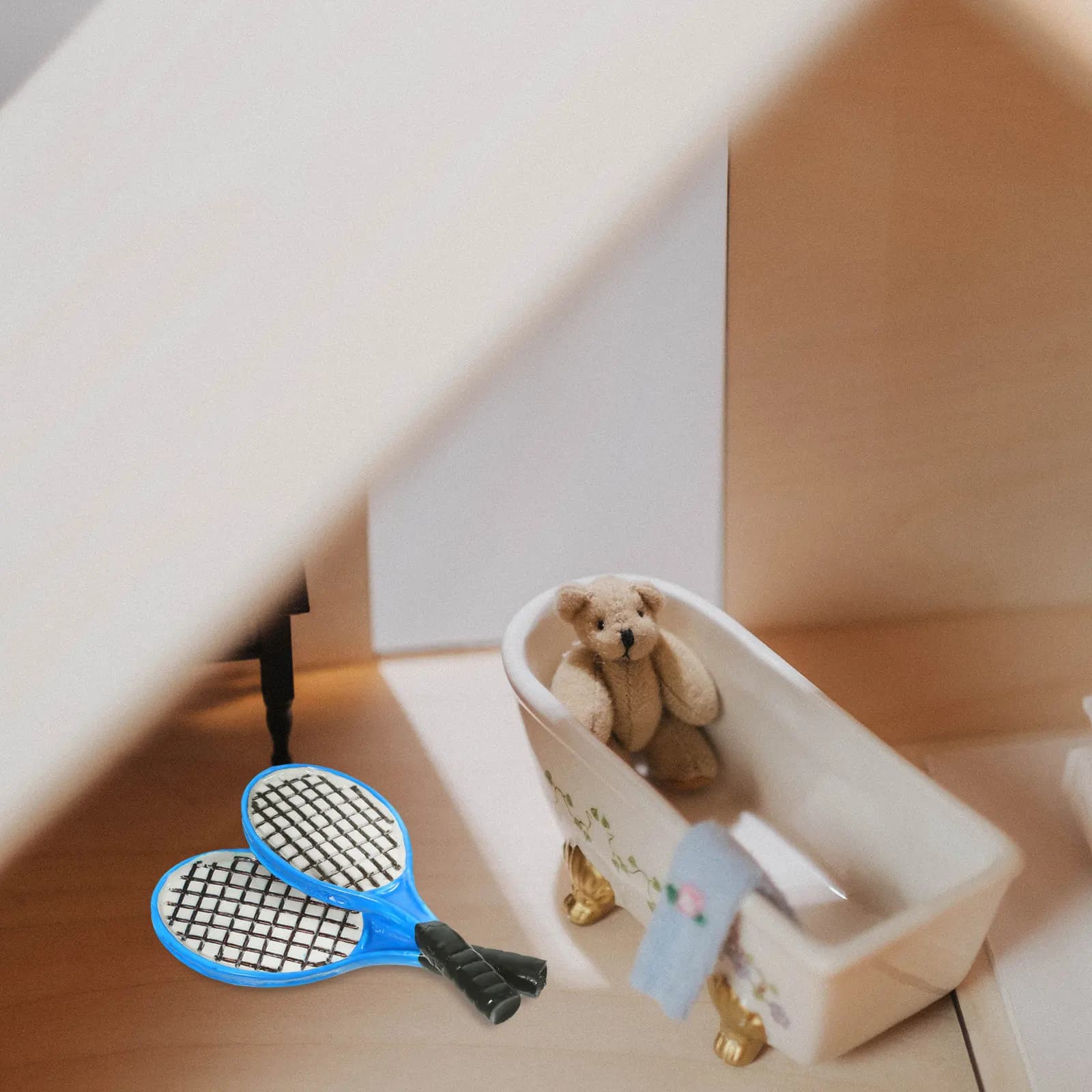 Set di 4 Racchette da Tennis in Miniatura, Decorazione per Casa, Ornamento Creativo da Scrivania, Modelli di Racchette da Tennis