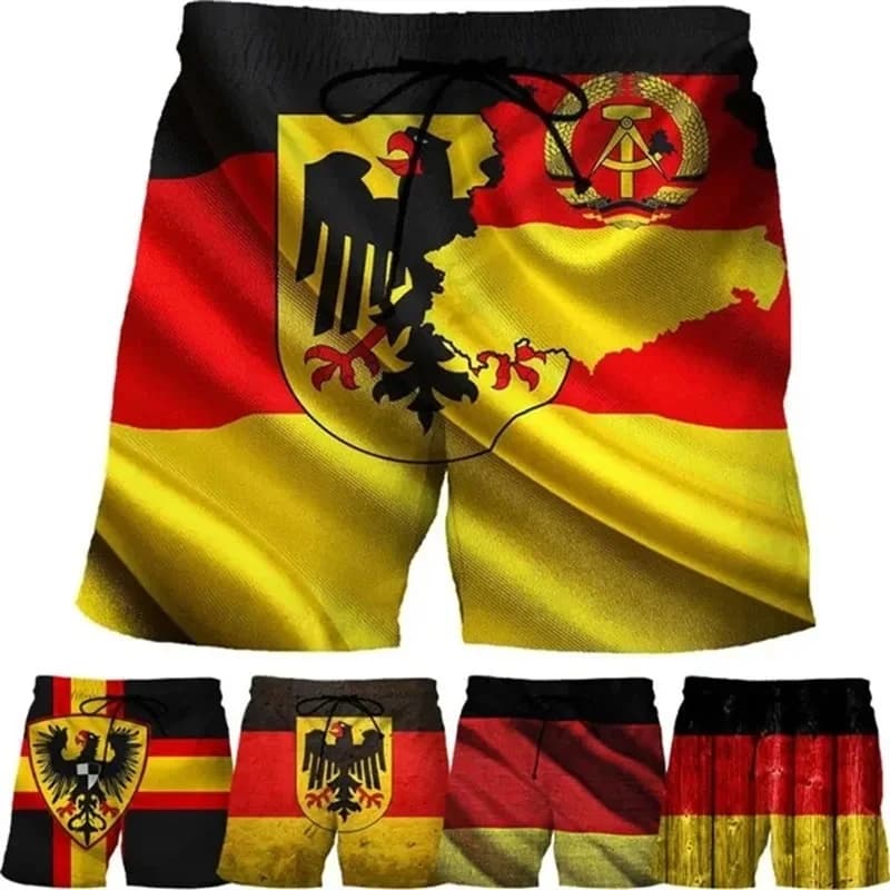 Pantaloncini da spiaggia con bandiera dell'emblema nazionale della Germania con stampa 3D per uomo Costume da bagno casual da mare Costumi da bagno per bambini Pantaloncini da bagno ad asciugatura rapida Homme