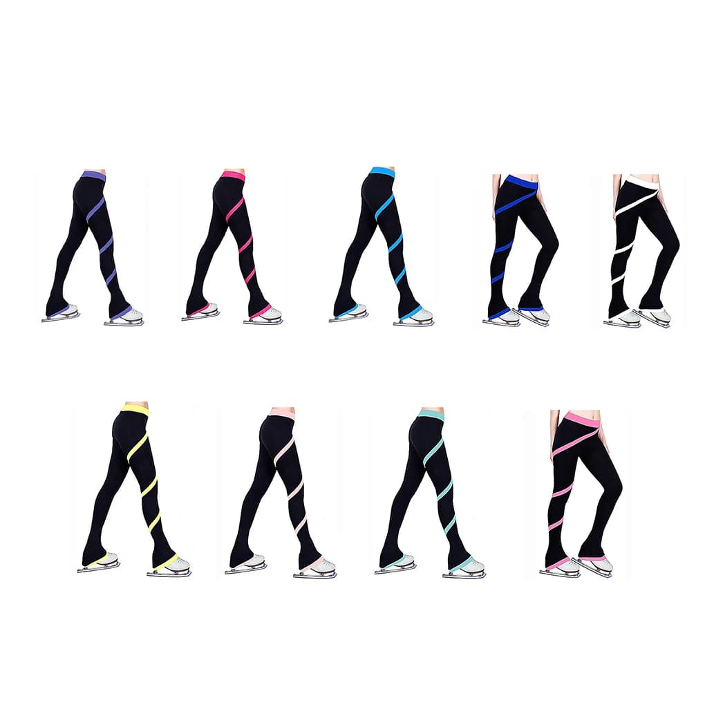 Pantaloni lunghi caldi per pattinaggio su ghiaccio pantaloni da pattinaggio leggings per allenamento di squadra ad alta elasticità per la pelle rosa rossa/XXXS