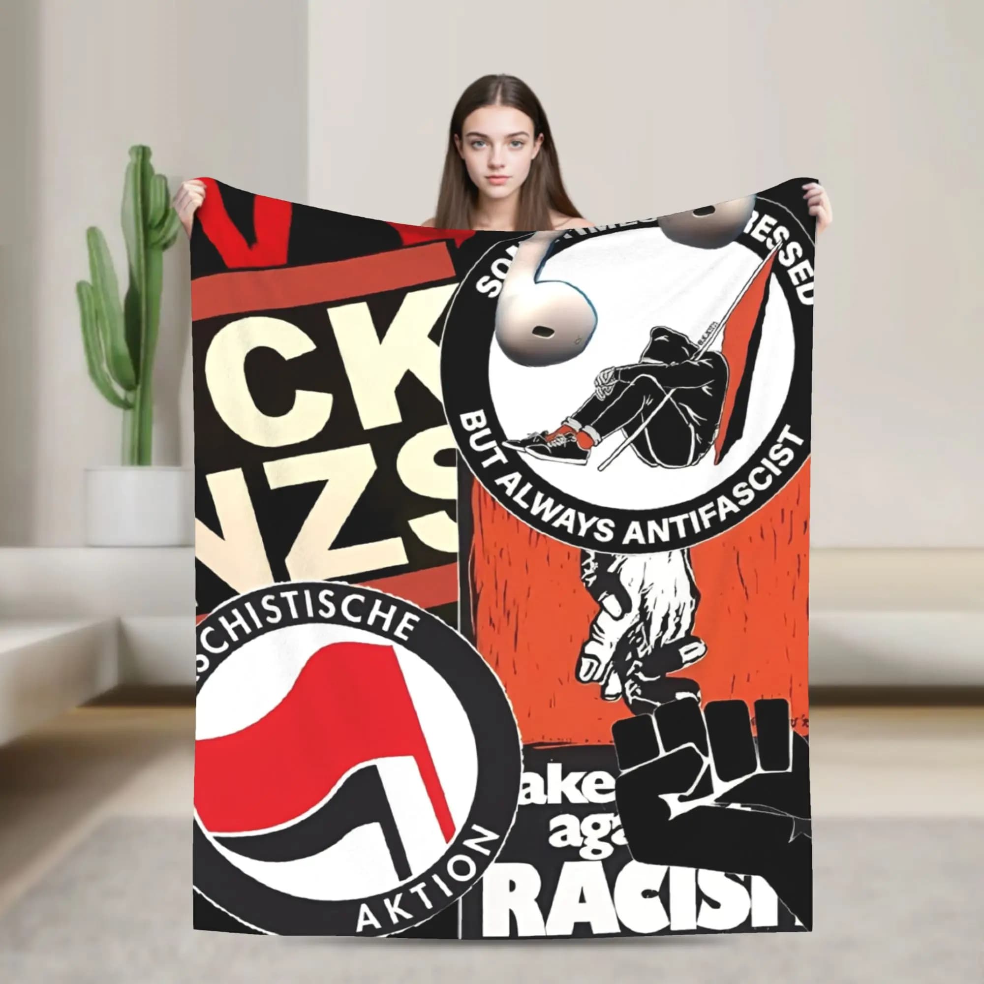 Antifascist Action Blanket Quality Super Soft Throw Blanket Winter Decorative Home Decor Novelty Bedspread