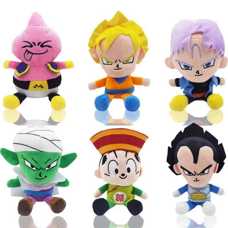 Peluche Dragon Ball Serie Completa 20cm, Super Saiyan Goku Vegeta Piccolo Trunks Gohan, Personaggi Cartoon Imbottiti, Regali per Bambini