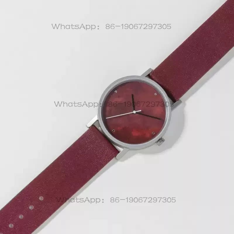 Retro Burgundy Original Simple Fashion Light Luxury Chinese Couple Gift Watch for Men and Women