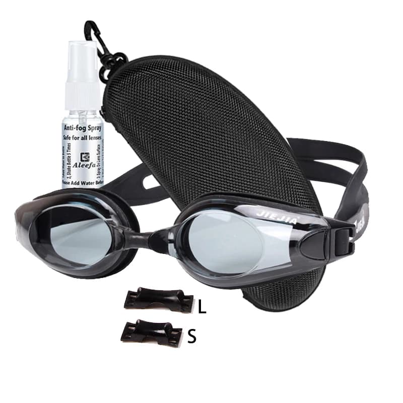 Myopia swimming glasses for children and adults (from 1.5 to -9,0) | Anti-fog spray included | 3 nose bridge size | Transparent swimming glasses