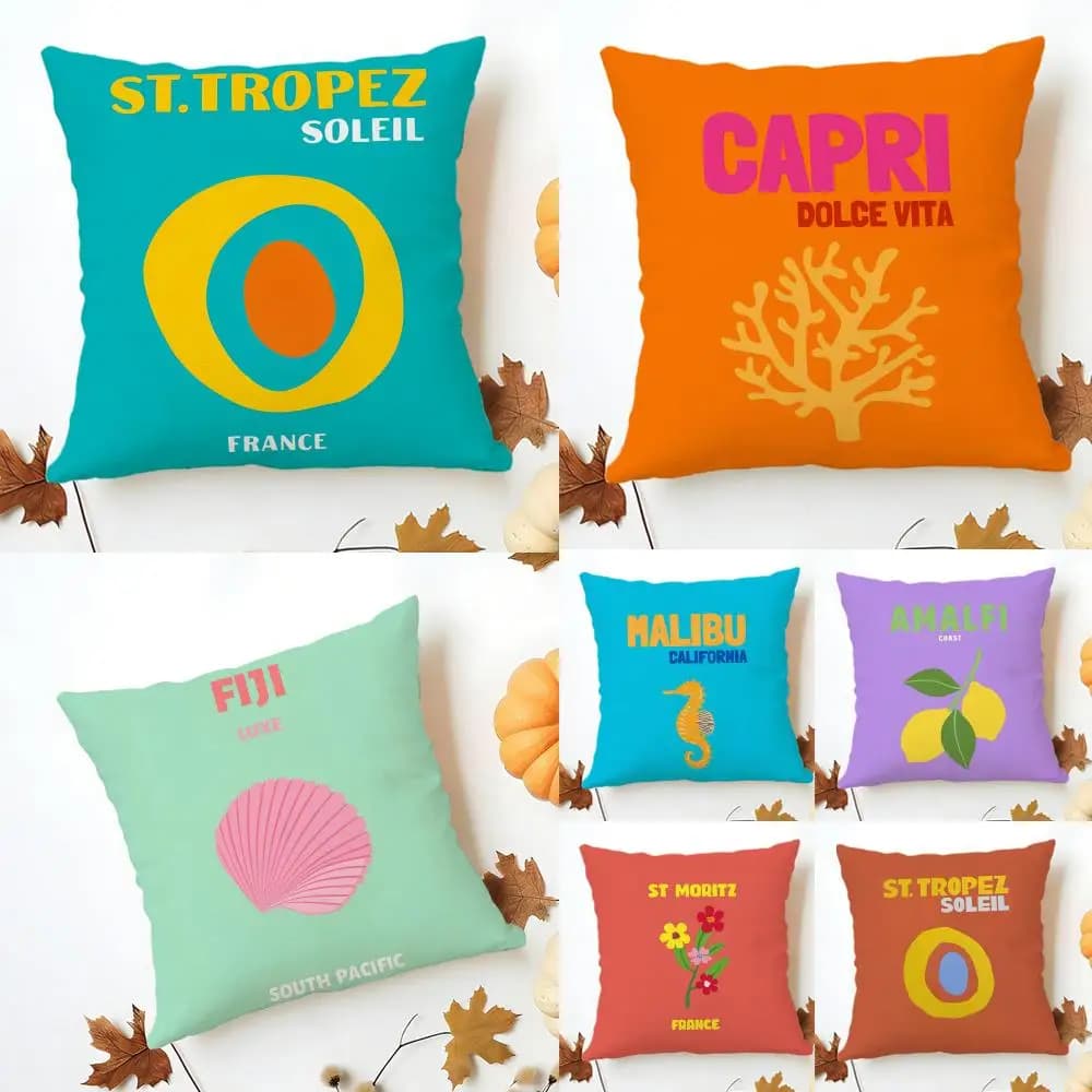 Classic Fashion Vibrant A-Anime Summer Travel Cushion Cover Washable Linen comfort for Sofa Bed Cozy Home Room Decor