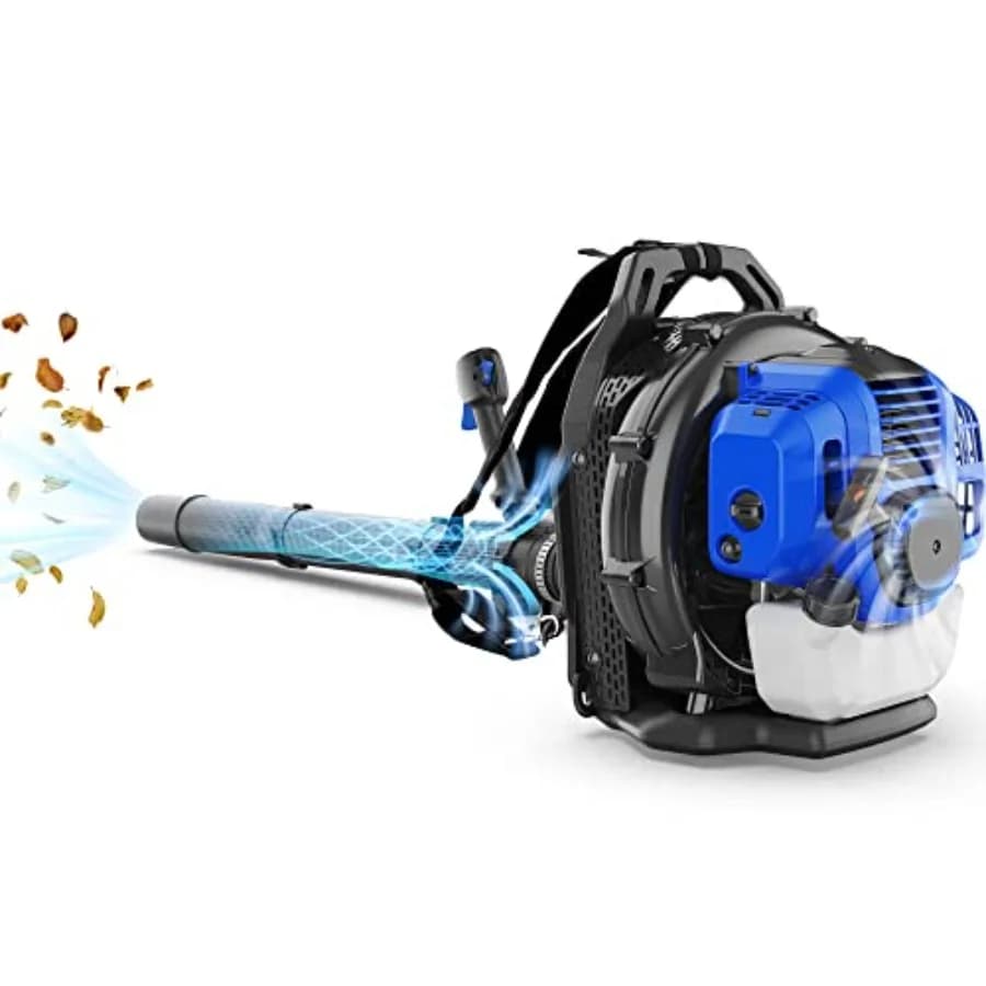 Soffiatore a Zaino a Benzina 53cc, 559CFM, 174MPH, Flusso d'Aria Potente, Leggero 19.6 libbre, per Foglie, Sabbia, Ghiaia, Neve, Giardino, Vialetti